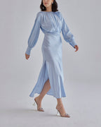 Elegant Side Slit Maxi Silk Dress image 2