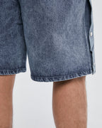 Side Buttoned Denim Shorts image 6