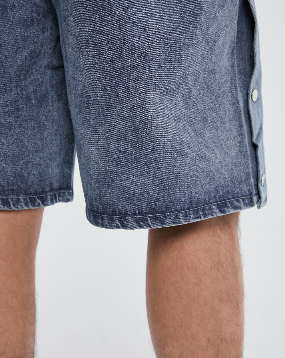 Side Buttoned Denim Shorts image 6