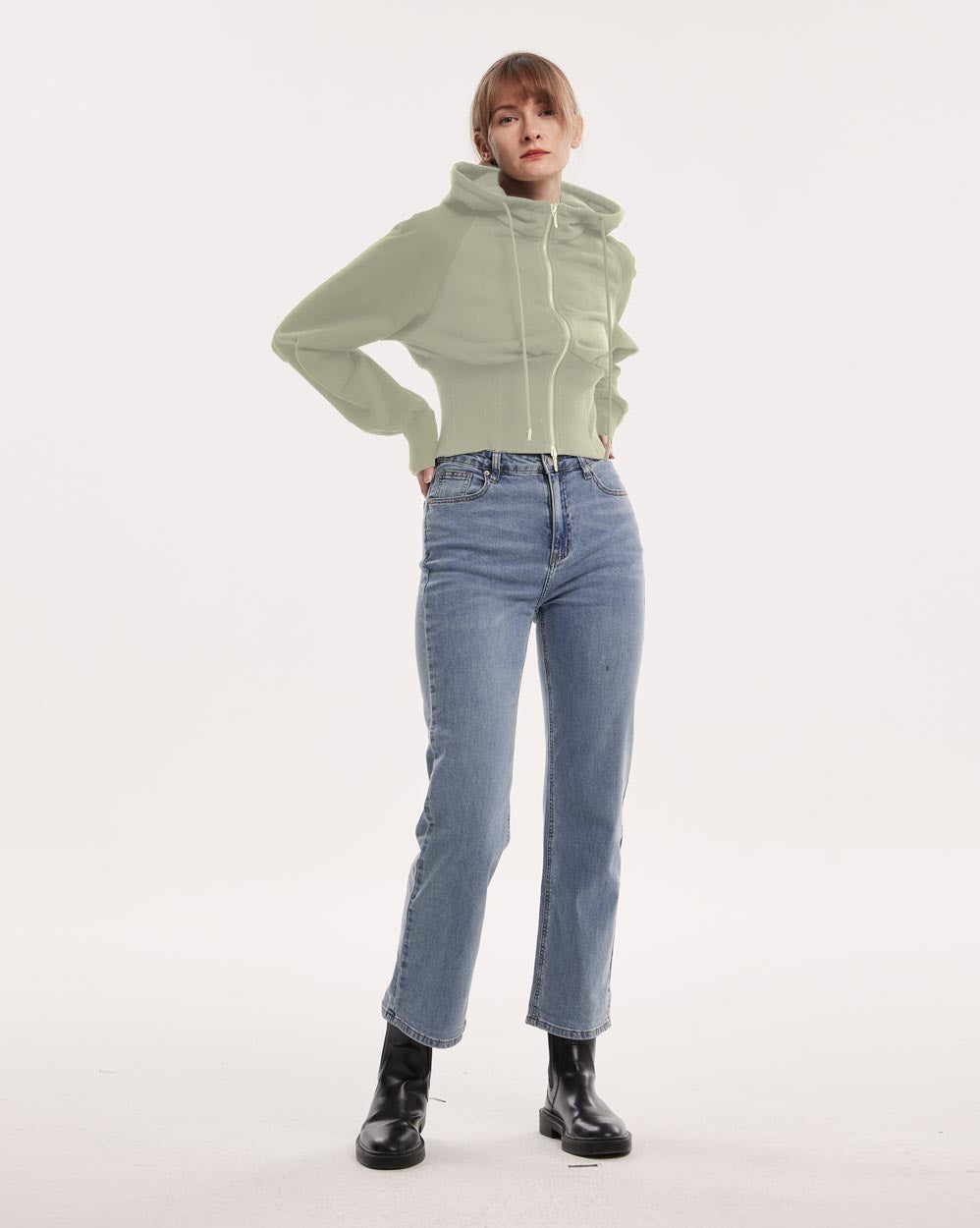 Drawstring Corset Jacket - grey-green-2, M image