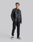 Faux-Leather Biker Jacket - Black, M image