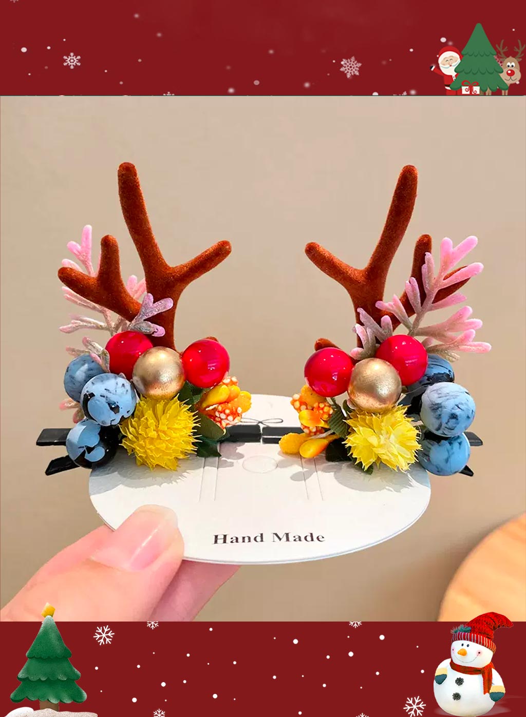 Special Christmas moose headdress - Sky Blue, OS image