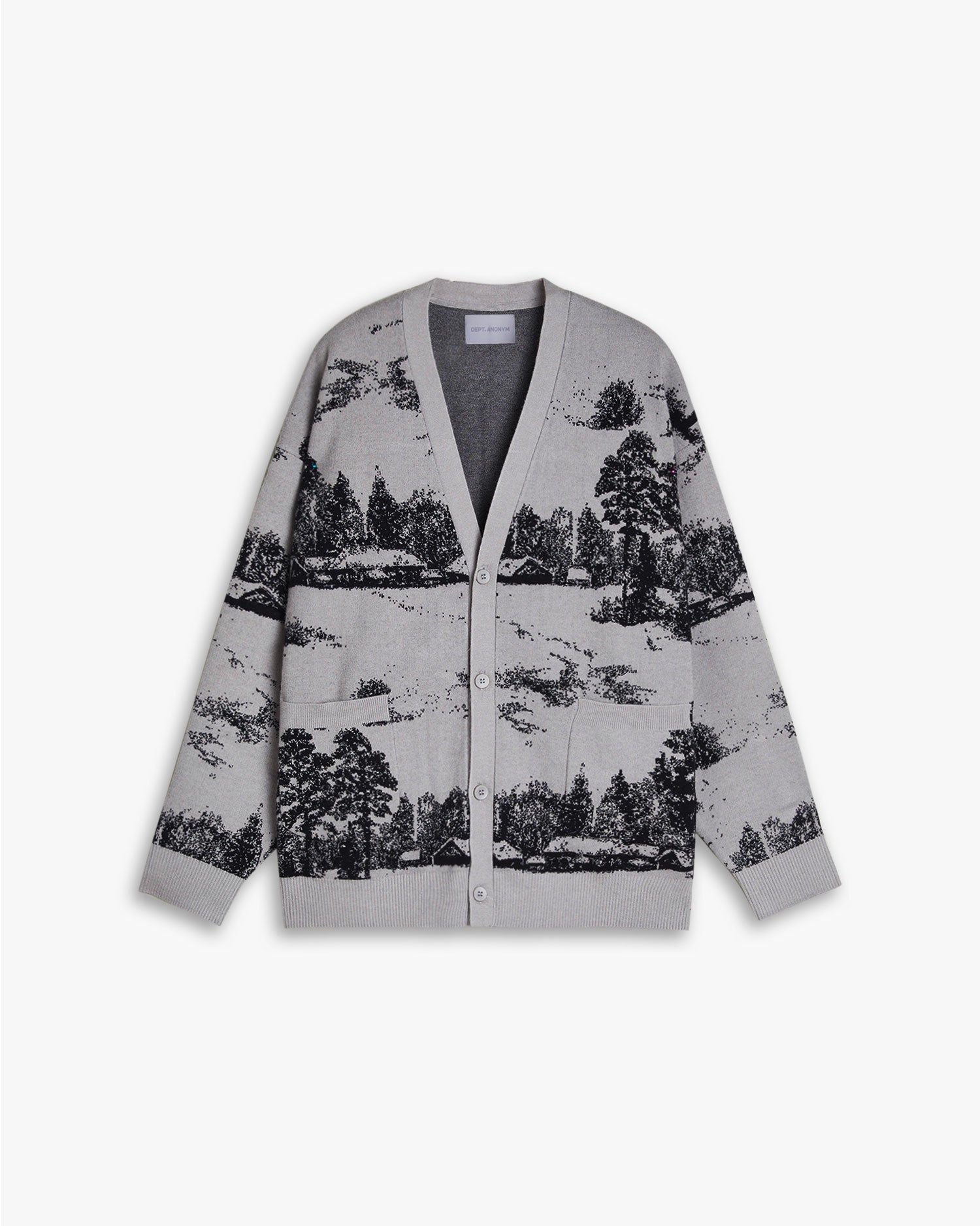 Buttoned Cardigan With Graphics - Grey, L image