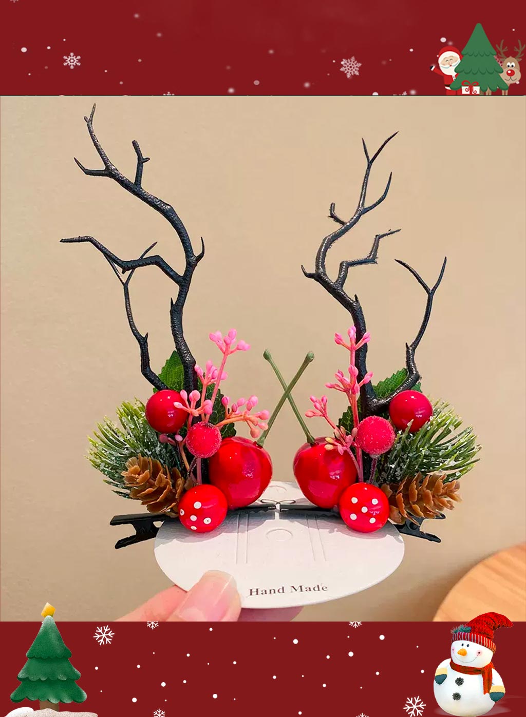 Special Christmas moose headdress - Mexican Red, OS image