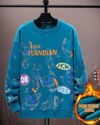 Printed Crewneck Cotton Sweatshirt - Azure, XXXL image