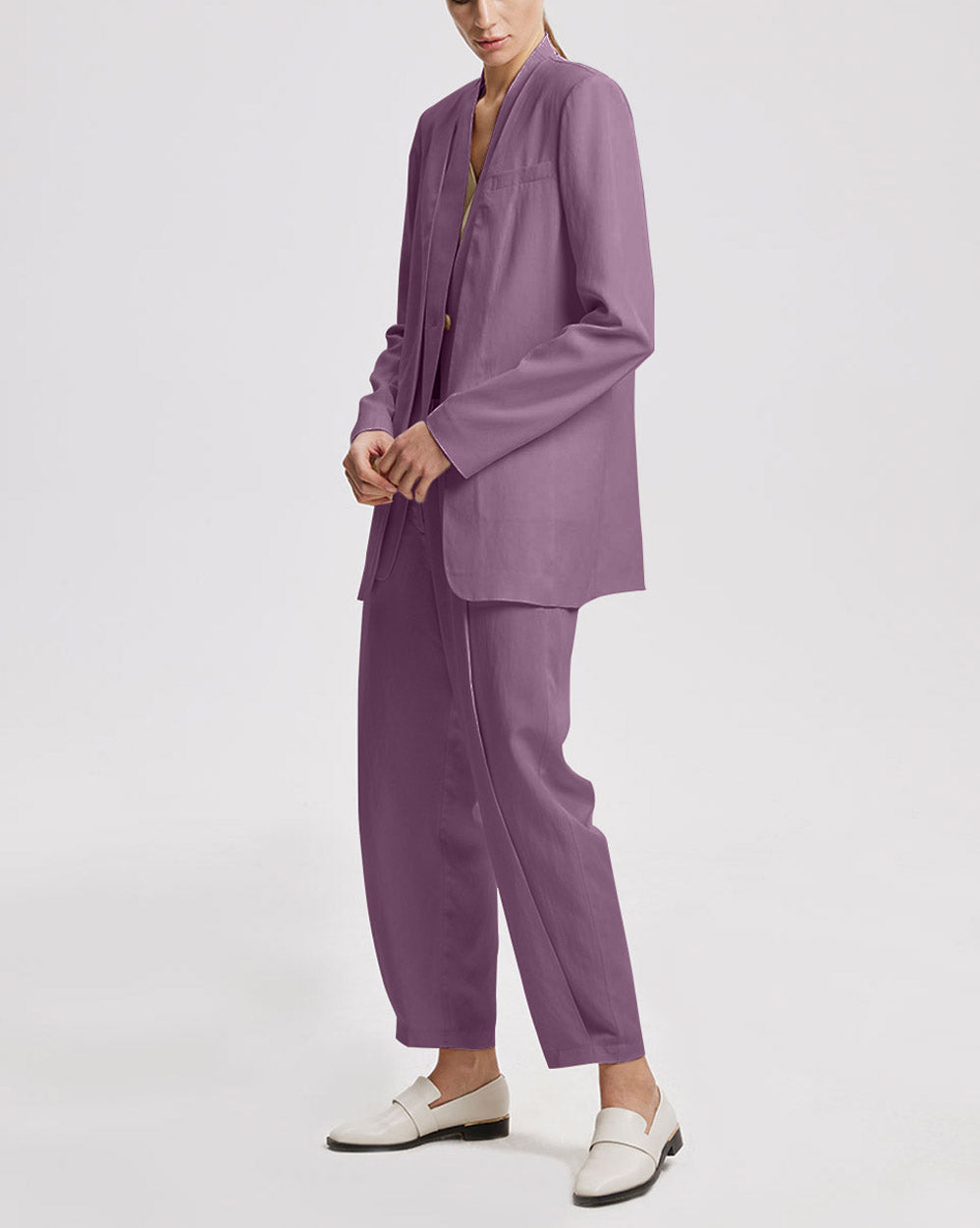 Linen Layered Blazer - Purple, XL image
