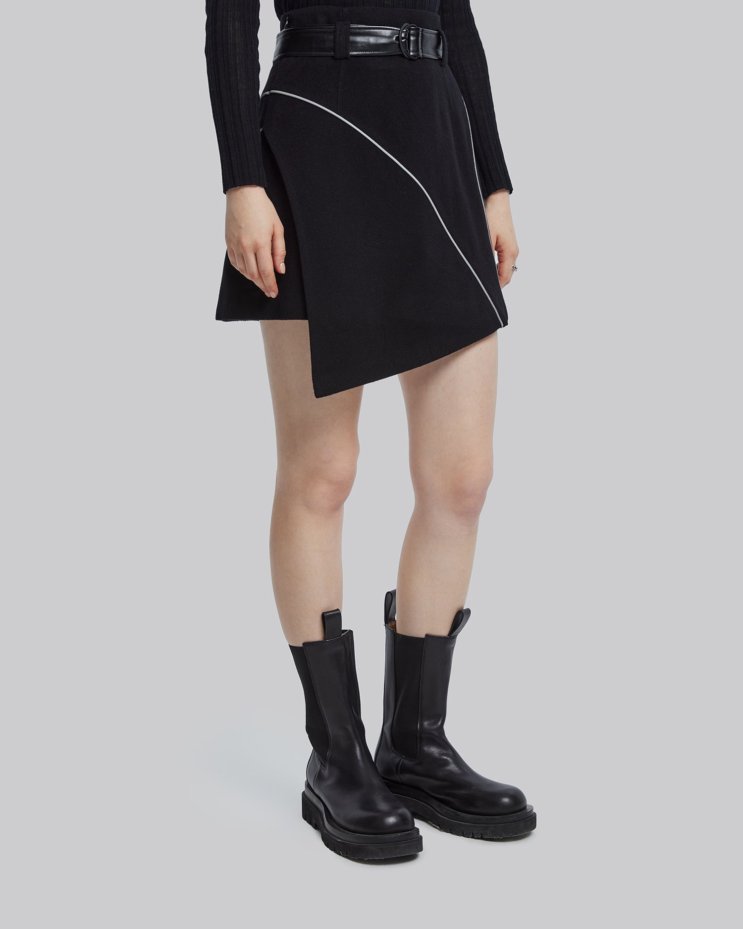 Belted Asymmetric Short Skirt image 3