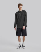 Geometric Seam Crewneck Sweatshirt - Charcoal, L image