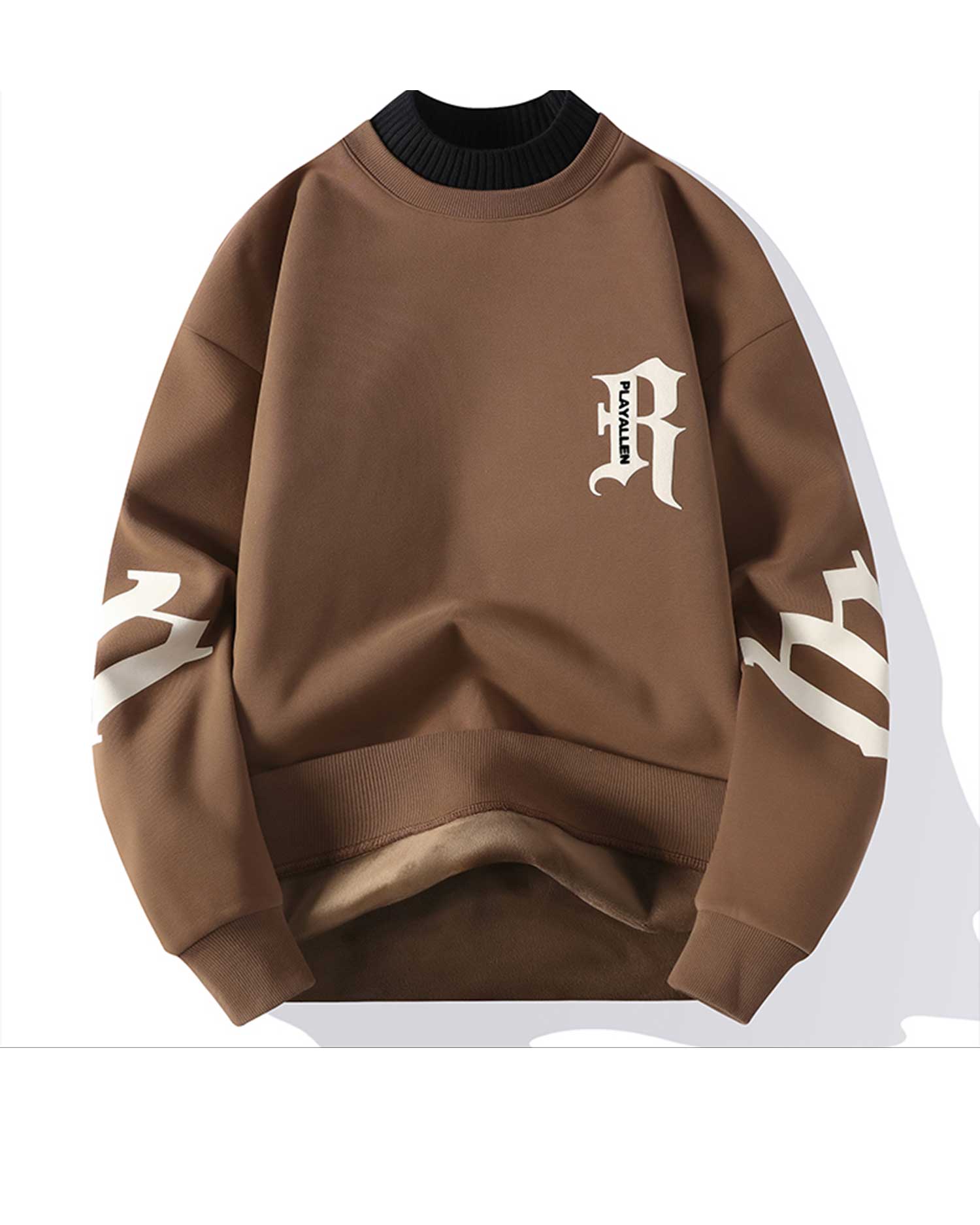 Fake Two-Piece Cotton Sweatshirt - Coffee, L image