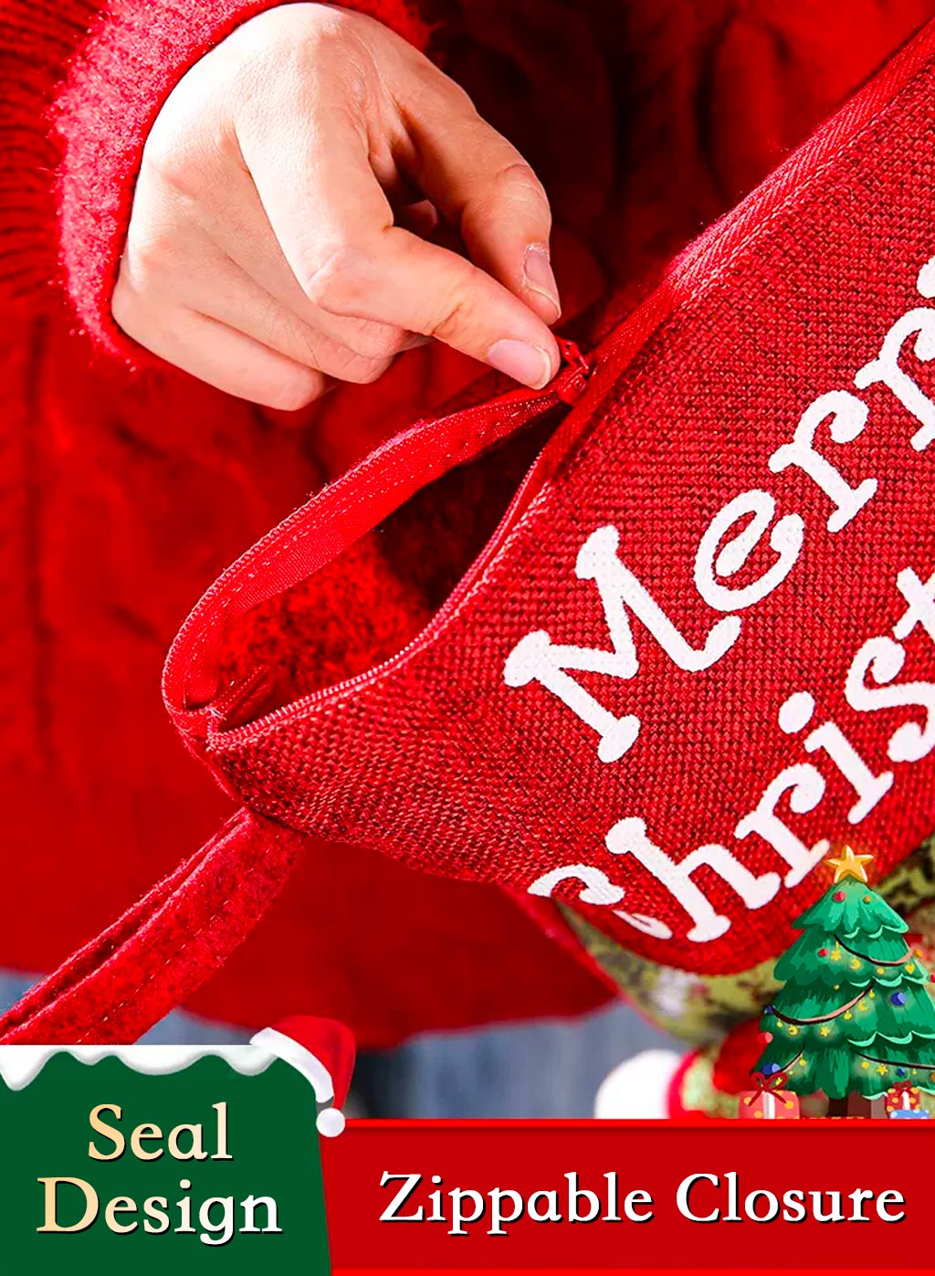 Christmas socks shaped gift bag image 1