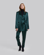 Slim Fit Tie-Waist Blazer - Dark Green, L image