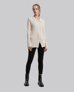 Stripped Button Down Cardigan - White, M image