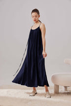 Spaghetti Strap Relaxed Long Dress - Navy, OS image