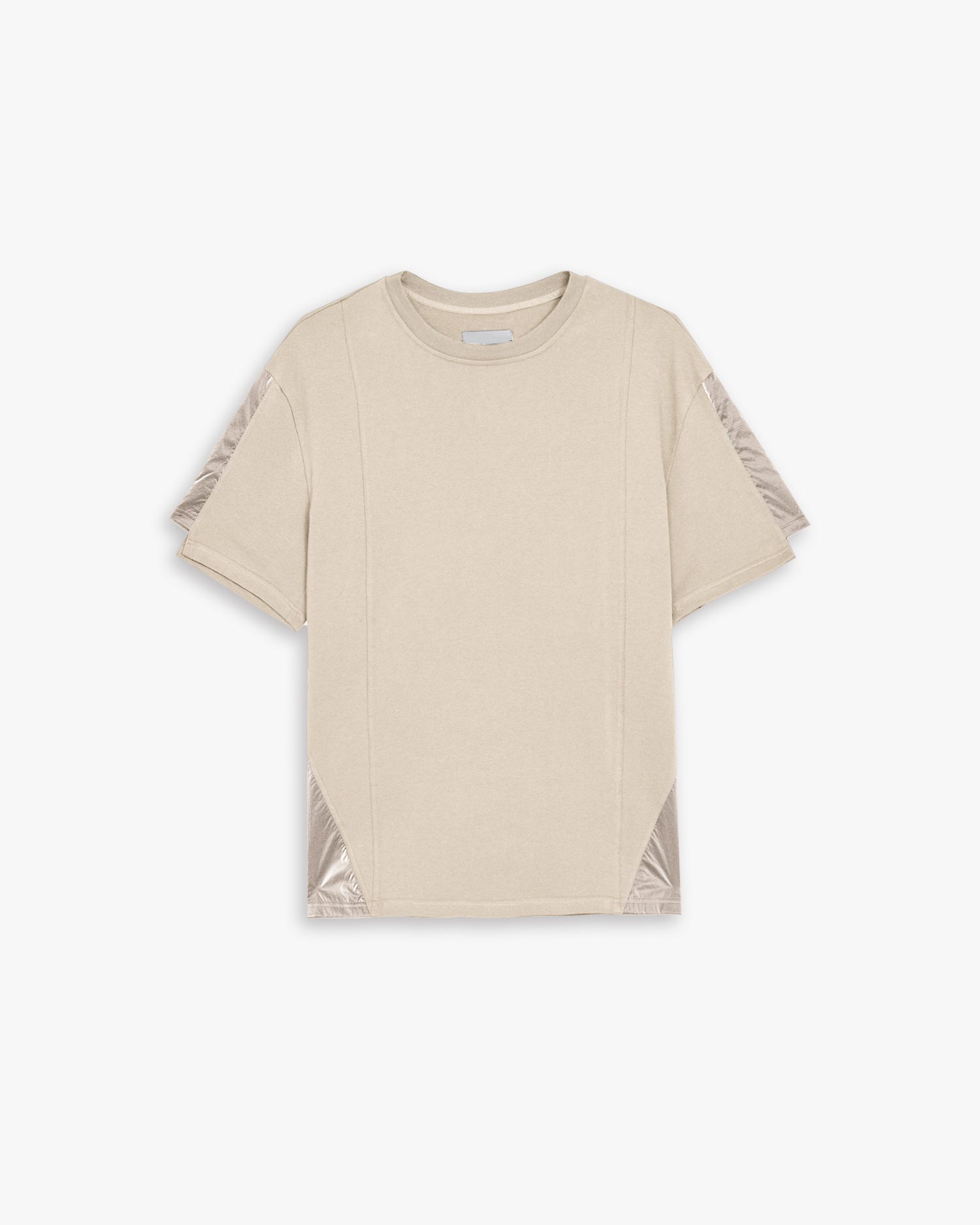 Paneled Basic T-Shirt - Beige, S image