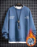 Fake Two-Piece Crew Sweatshirt - Sky, M image