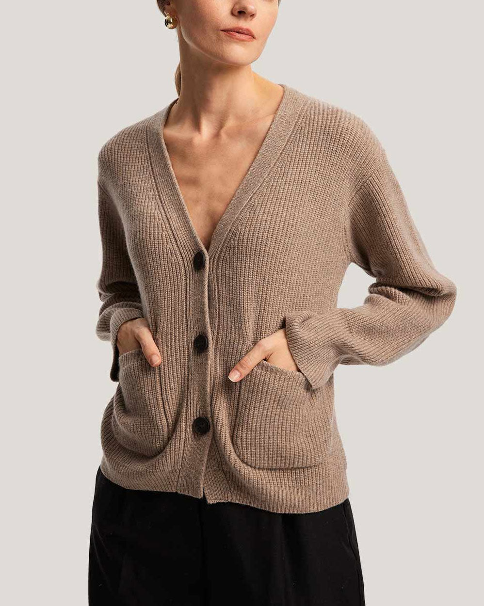 Buttoned Fine Knit 100% Wool Cardigan image 1