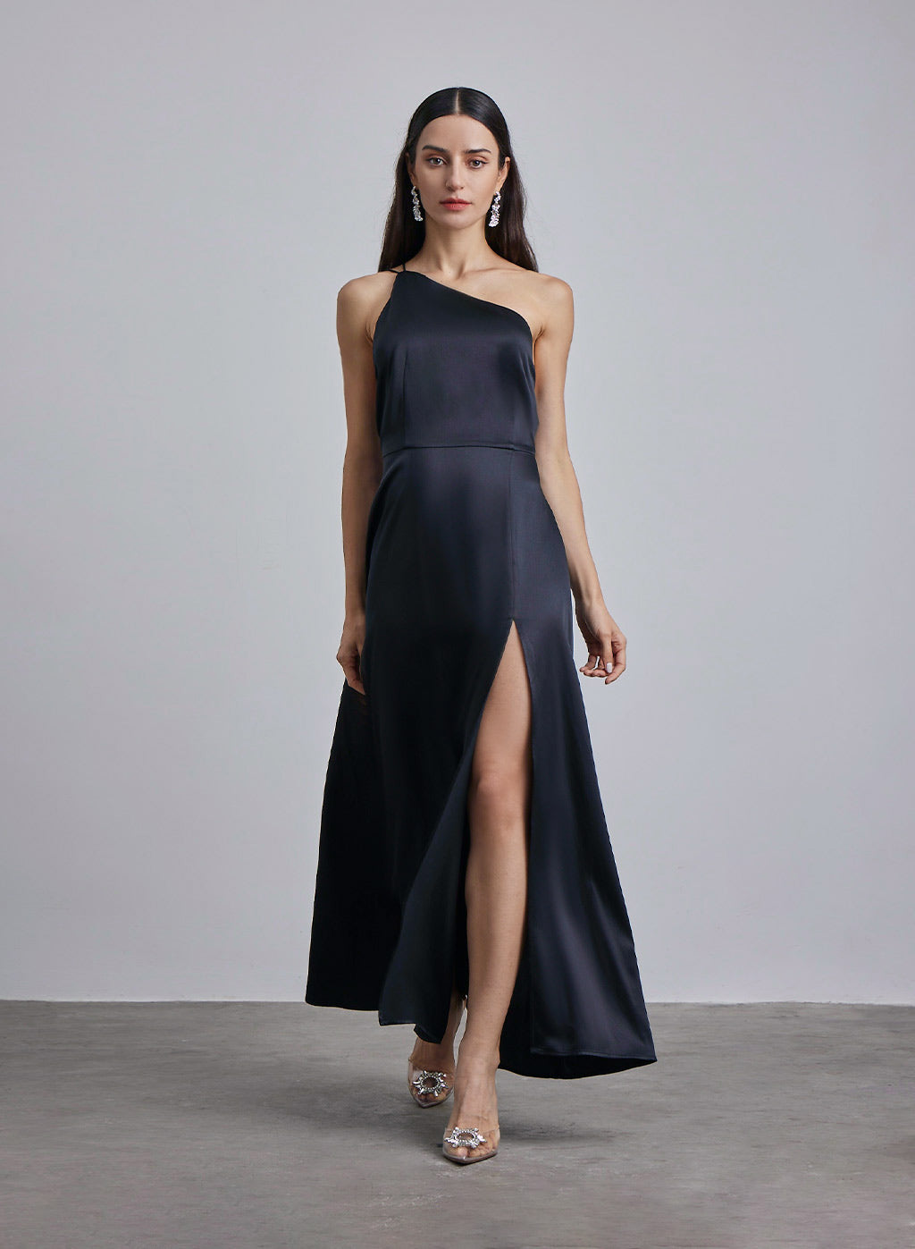 Silk One Shoulder Maxi Dress image 0