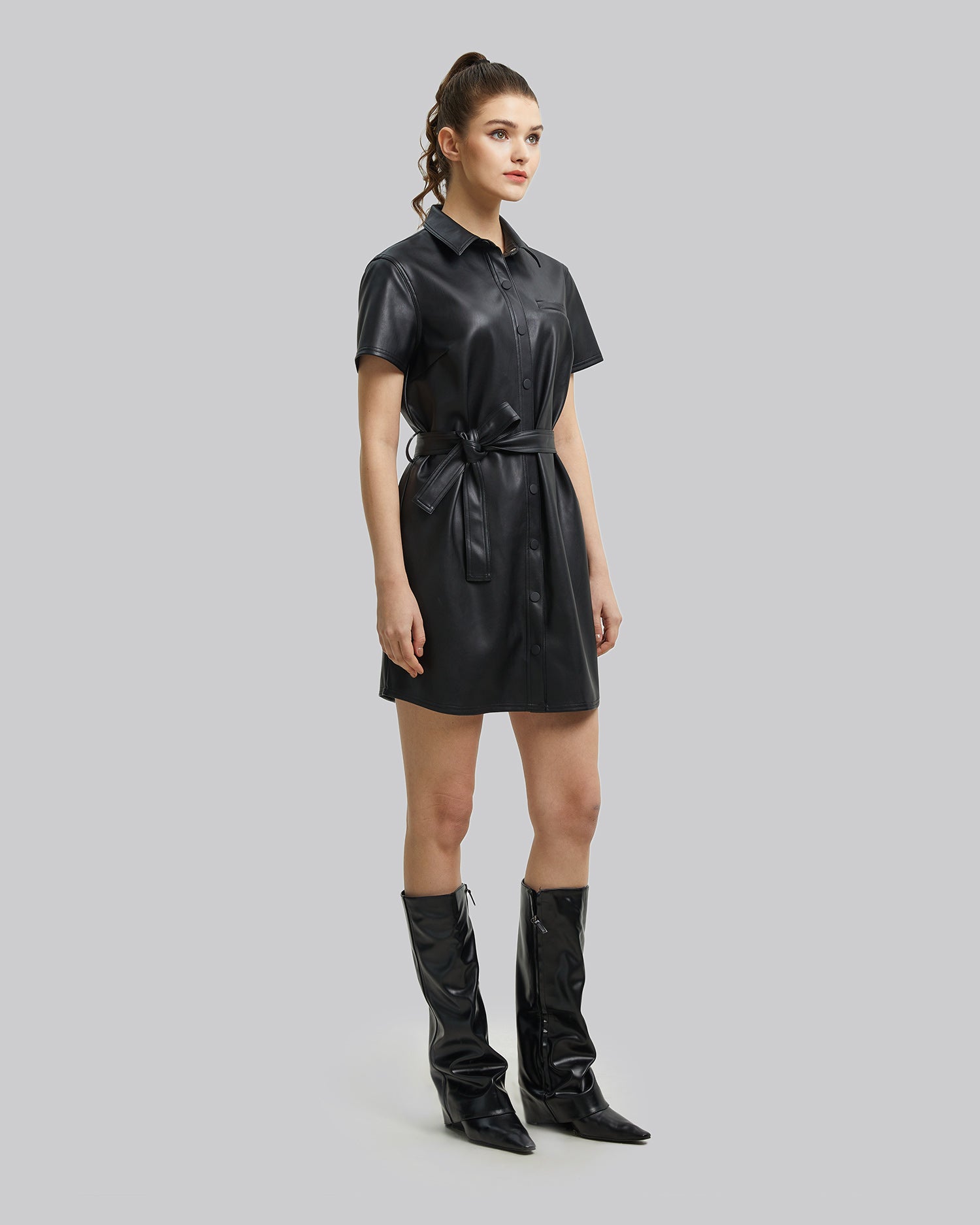 Faux-Leather Short-Sleeve Jacket image 1