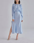 Elegant Side Slit Maxi Silk Dress image 0