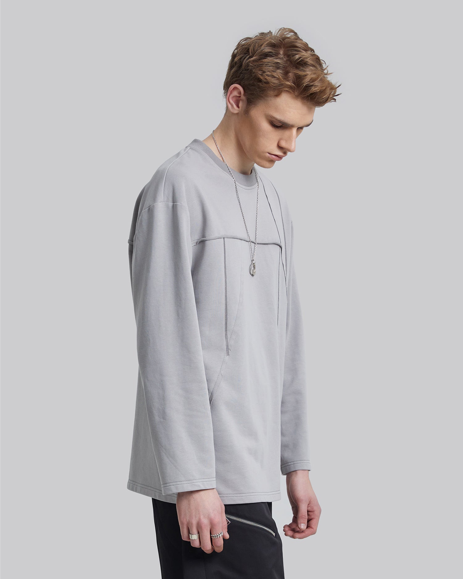 Geometric Seam Crewneck Sweatshirt image 3