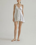 Lace Hollow Silk Dress - Pearl-white, L image