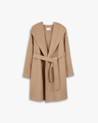 Hooded Wool Coat with Large V-Lapels image 0