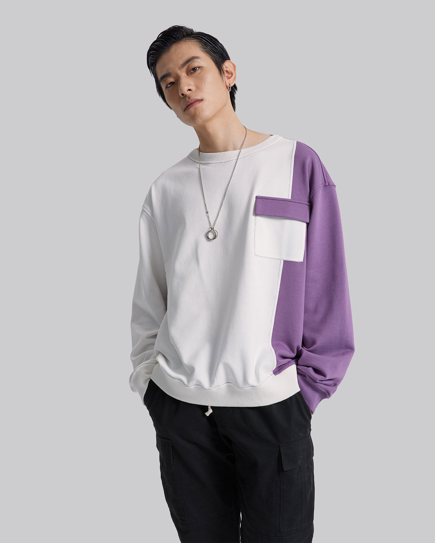 Paneled Duo-Chromatic Sweatshirt image 1