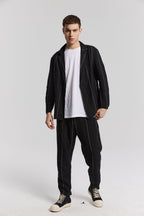 Linen Striped Blazer - Black, L image