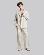Cotton Pleated Pants - White, M image