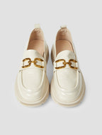 Croc-Effect Leather Platform Loafers - Creamy White, 7 image