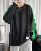 Plaid Jacquard Crewneck Sweatshirt - Midnight Black, XL image