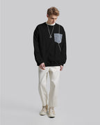 Contrast Color Crewneck Sweatshirt - Black, S image