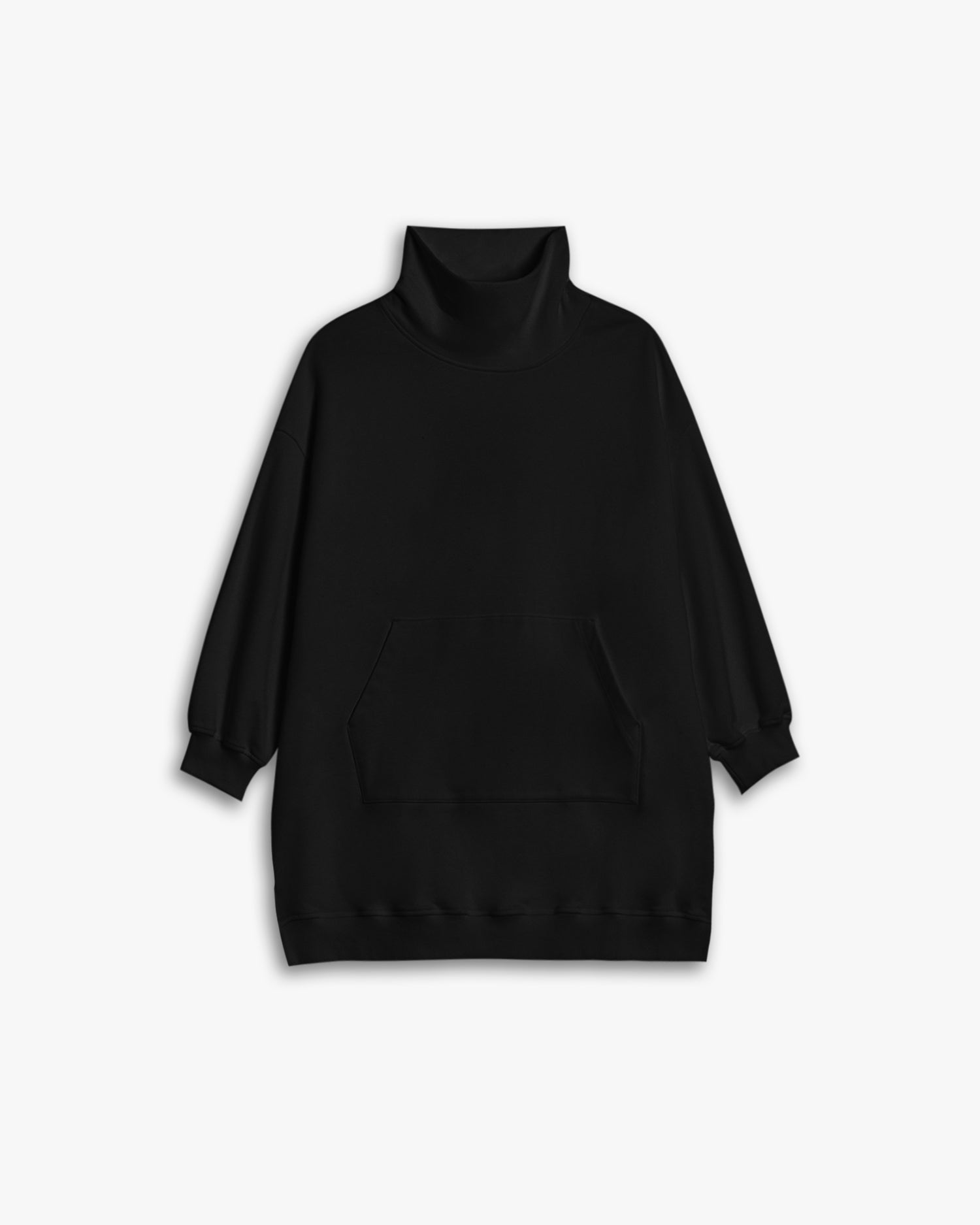 Plain Sweatshirt Dress - Black, M image