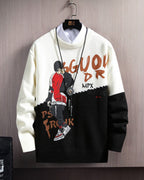 Printed Colorblock Knit Jumper - Black White, L image