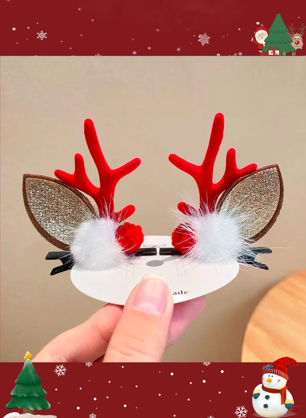 Special Christmas moose headdress - White, OS image