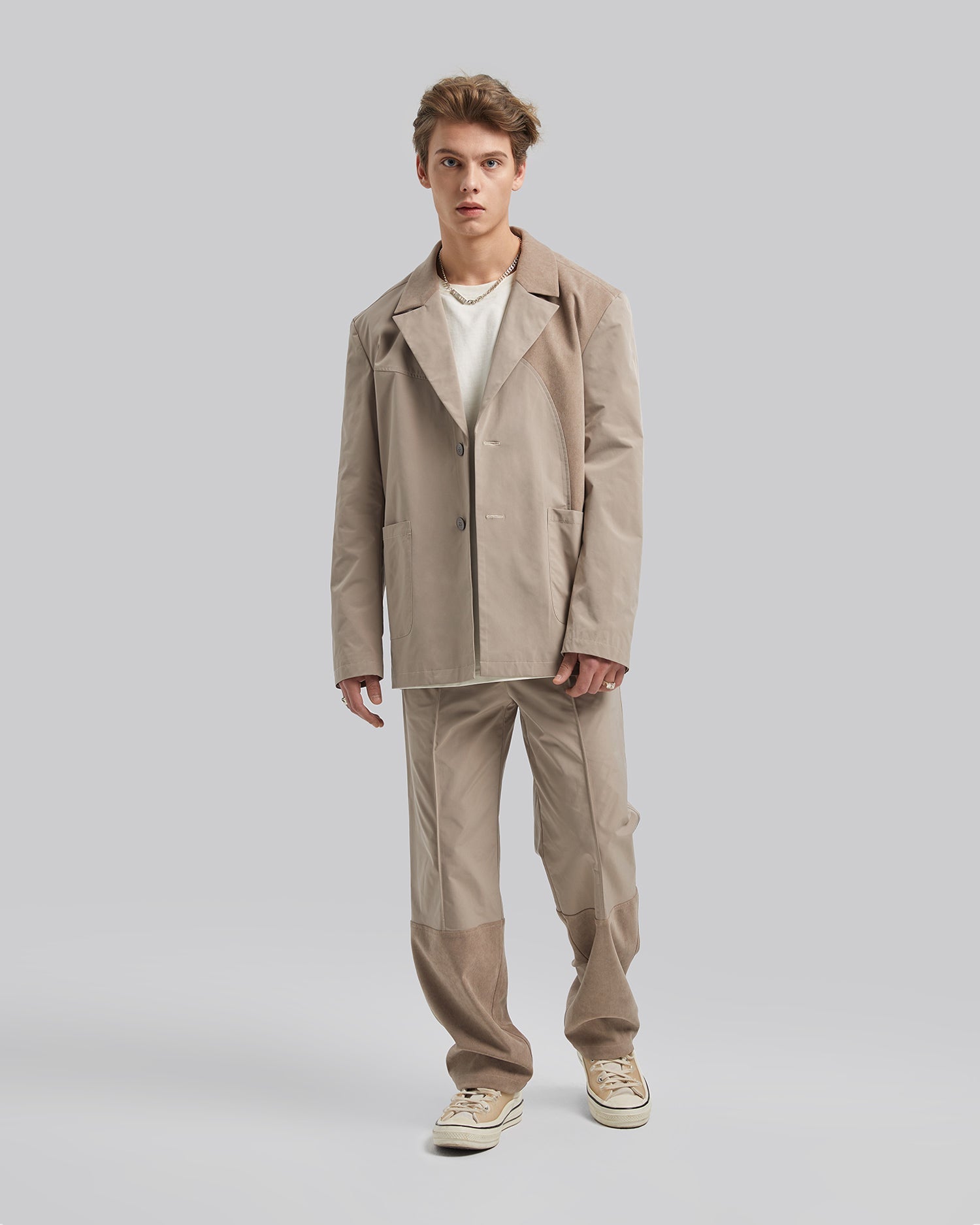 Roomy Paneled Pants - Coffee, M image