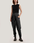 Patch Pocket Ankle Strap Tapered Pants - Black, S image