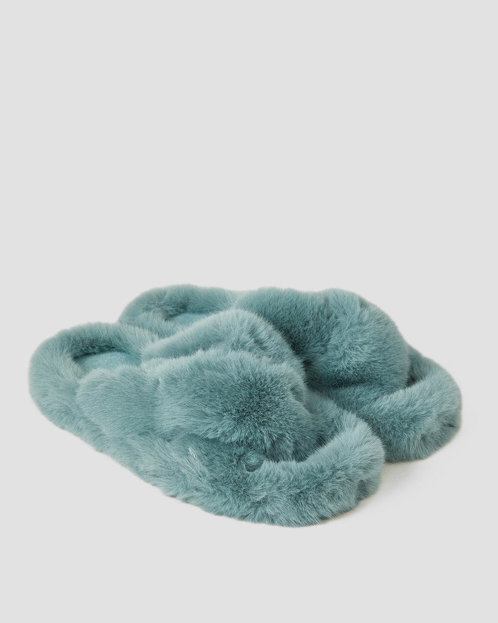 Fluffy Plush Slippers - Light Blue, 9 image