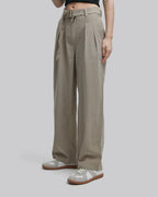 Solid Pleat Belted Loose Pants image 4