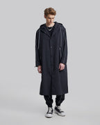 Back Graphic Hooded Long Coat - Black, L image