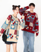 Knitted Patchwork Crew Jumper image 0