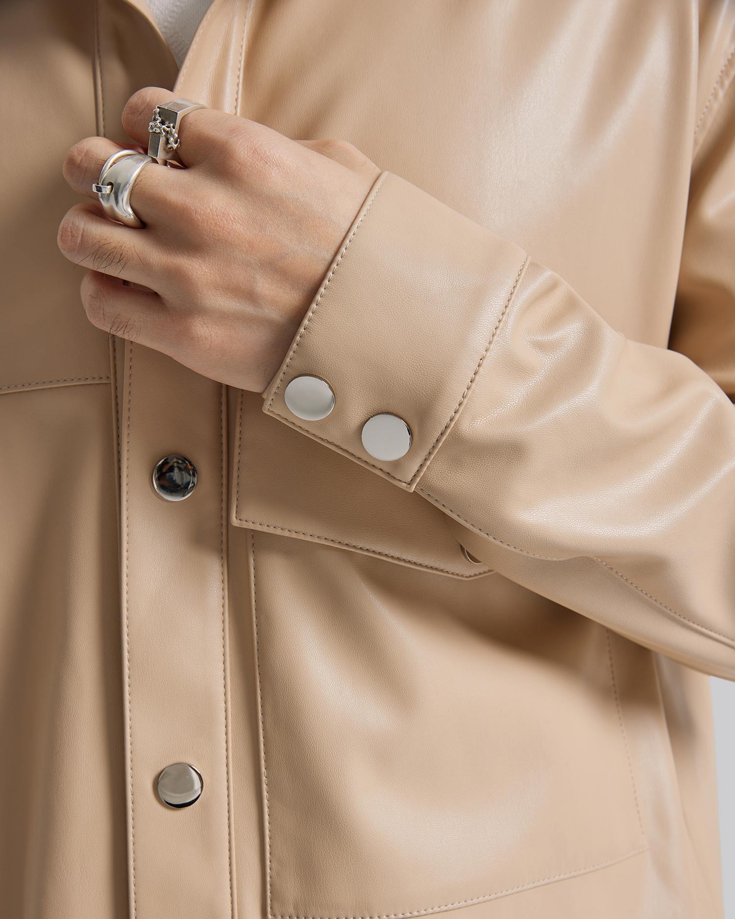 Pristine Faux-Leather Outer-Shirt image 5