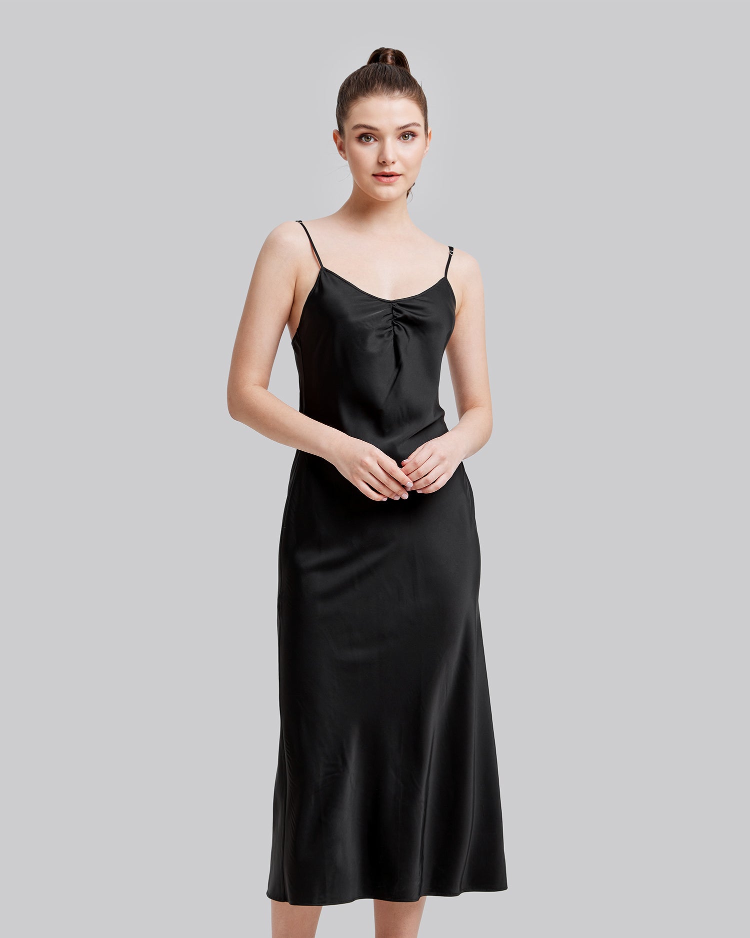 Elegant Strap Long Black Dress image 1