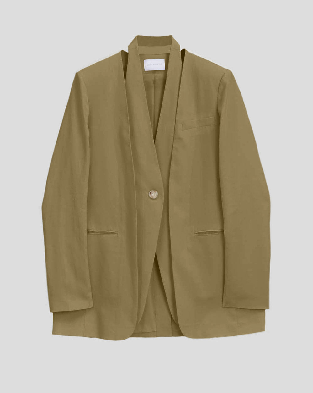 1 × Linen Layered Blazer - Mustard, S image