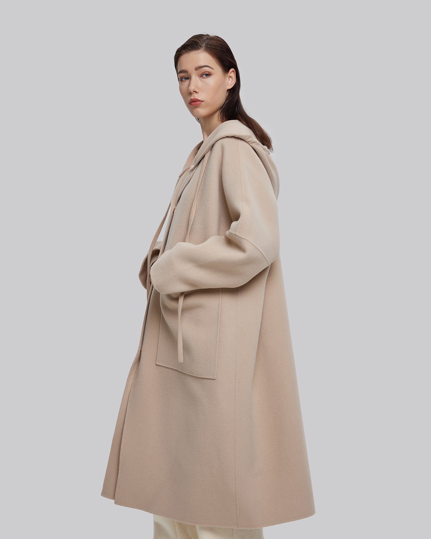 Detachable-Hood Wool Long Coat image 4