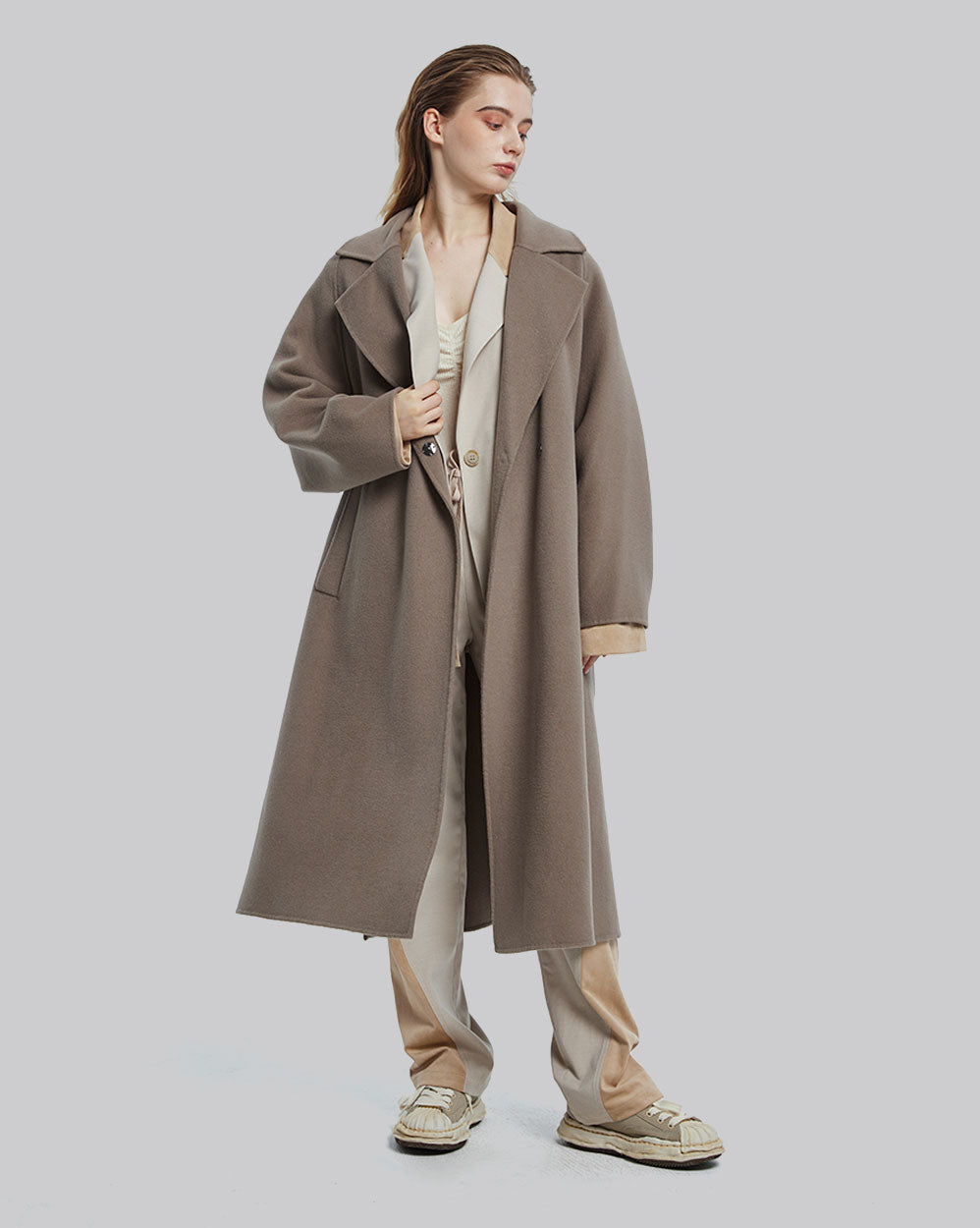 Single Buttoned Belted Wool Coat image 1
