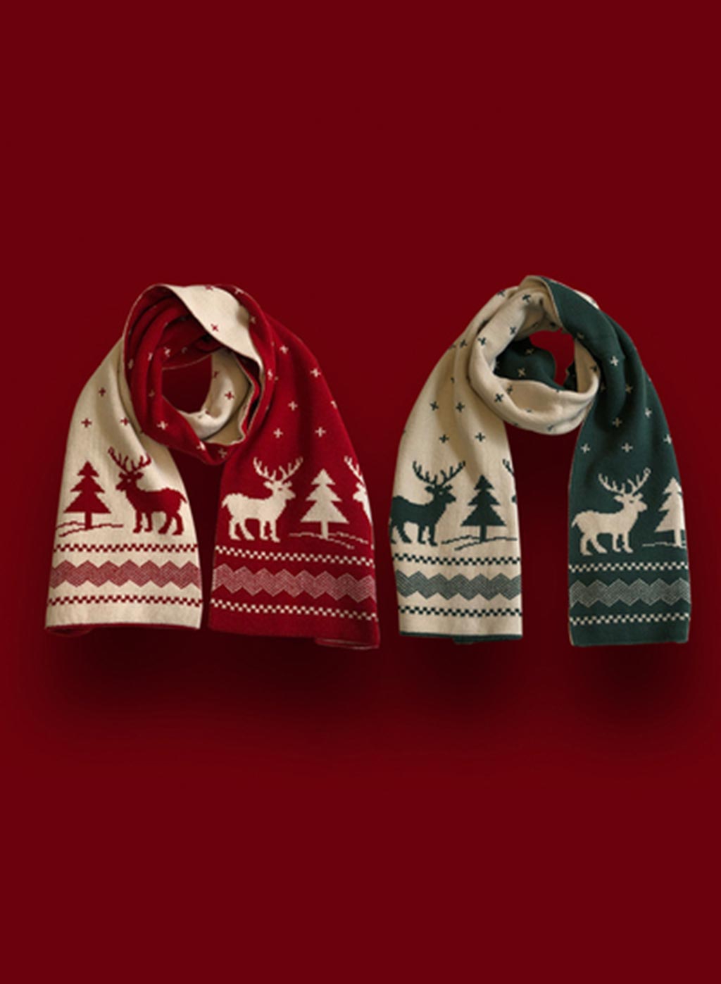 Christmas moose pattern faux cashmere scarf image 1