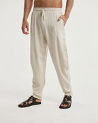 Light Elastic Waist Tapered Pants - Ecru White, XXL image