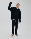 Distressed Crewneck Sweater - Black, S image