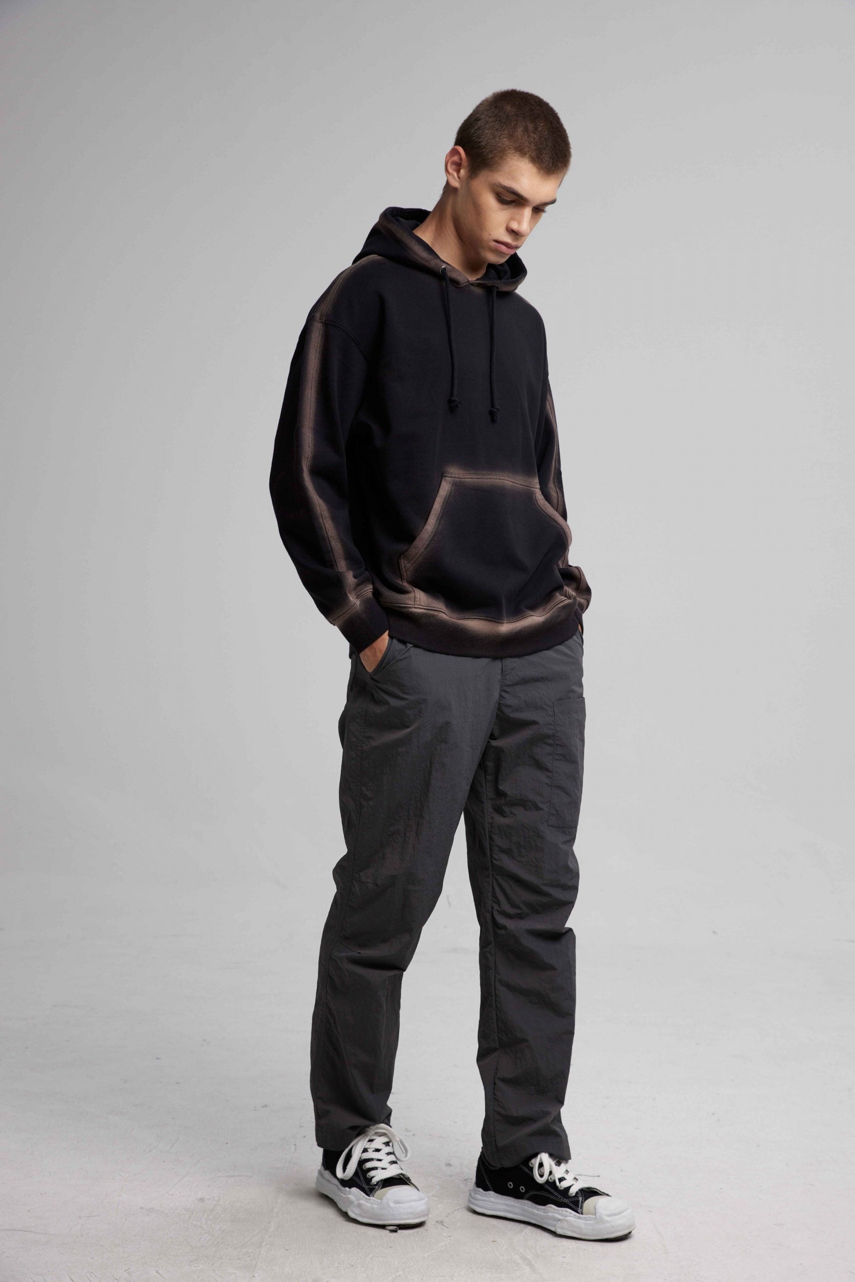 Black Hoodie With Dyed Patterns - Black, L image